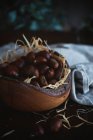 Closeup view chestnuts in a basket — Stock Photo