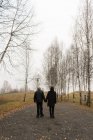 Unbekanntes älteres Ehepaar läuft in Park in Weg — Stockfoto