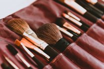 Set of brushes in bag — Stock Photo