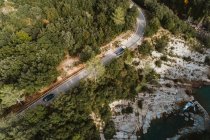 Aerial view of a road along the river — Stock Photo