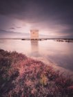 Torre de vigia maravilhosa em lago calmo no dia nublado — Fotografia de Stock