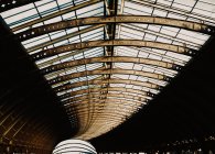 From below transparent roof of tunnel on railway station in Yorkshire, England — Stock Photo