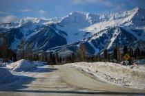 Vue pittoresque de la campagne et des collines avec des arbres en hiver au Canada — Photo de stock