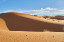 Wüste mit Sandhügeln und blauer Himmel mit Sonnenschein in Marrakesch, Marokko — Stockfoto