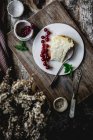 Cheese cake served on plates — Stock Photo