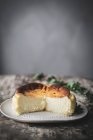 Torta al formaggio servita sul piatto — Foto stock