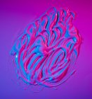 Puddle of bright neon acrylic paint spread on vivid purple background — Stock Photo