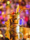 Mug with tropical cocktail — Stock Photo