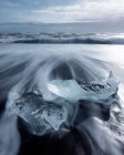 Huge block of ice on coast in Diamond beach Iceland — Stock Photo