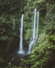 High green cliffs with waterfall, Bali — Stock Photo