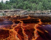 From above beautiful orange streams and transitions on rock in Mines of Riotinto Huelva — Stock Photo