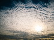 Fondo iluminado de hermoso cielo tranquilo con nubes de cirros al atardecer - foto de stock