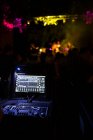 Soundboard mixer in a live event at night — Stock Photo