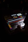 Soundboard mixer in a live event at night — Stock Photo
