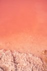 Dall'alto formazione minerale naturale di sale su spiaggia di laguna rossa con acqua rosa in estate — Foto stock