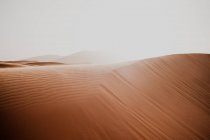 Пагорб з сухого піску посеред великої пустелі проти сірого неба в Марокко. — стокове фото
