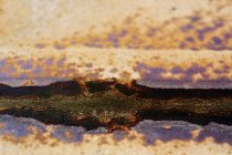 Cierre de la superficie de hierro teñido con puntos de corrosión y pintura antigua restante. - foto de stock