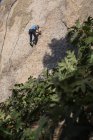 Von unten vom unkenntlichen Freeclimbing in der Natur — Stockfoto