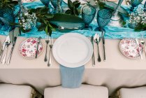 Wedding banquet table decoration — Stock Photo
