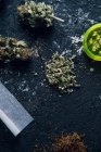Marihuana-Knospen und Zigarette zur Herstellung von Joint — Stockfoto