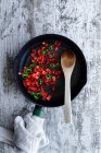 Process of preparation chutney mango in pan — Stock Photo