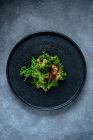 Salada com folhas de alface e carne — Fotografia de Stock