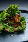 Салат з листям салату та м'ясом — стокове фото