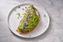 Sandwich aperto perfetto con avocado — Foto stock