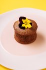 Muffin au chocolat avec garniture aux fruits — Photo de stock