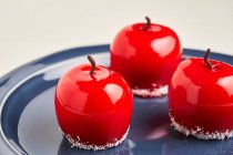 Apple shaped dessert on plate — Stock Photo