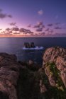 From above amazing seascape and cliff coastline in colorful sundown in Costa Brava — Stock Photo