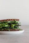 Здоровый сэндвич с зелеными овощами и травами — стоковое фото