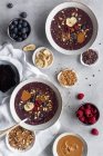 Healthy acai bowls with ingredients — Stock Photo