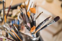 Many various paintbrushes, close up shot — Stock Photo