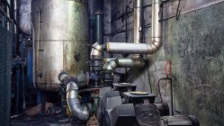 Shabby riesigen Metallzylinder Metallvorkommen Rahmenstruktur in Kohlebergwerk aufgegeben — Stockfoto