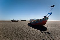 Groupe de bateaux situés sur le sable près de la mer — Photo de stock