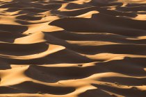 Drone view of spectacular scenery of desert with sand dunes on sunny day in Morocco — Stock Photo