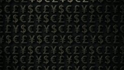 Background of the main currencies on black background — Stock Photo