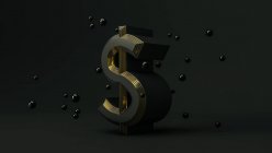 Símbolo de dinheiro dólar. Conceito de dinheiro no fundo preto — Fotografia de Stock