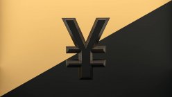 Le symbole de l'argent du yen. Concept d'argent sur fond noir et or — Photo de stock