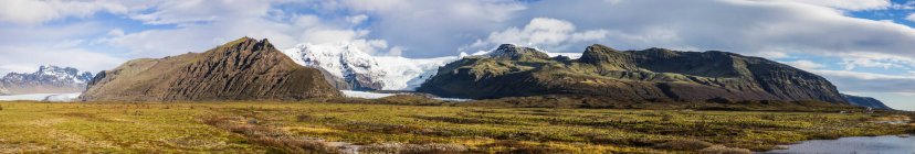 Reisen durch die Landschaft mit Gletscher, Skaftafell, Island, Europa — Stockfoto
