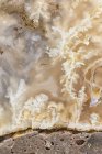 Fotografía macro de la profundidad estructural en una ágata Plume blanca cortada y pulida sobre una matriz de basalto; desde el este de Oregón - foto de stock