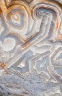 Macro photograph of the banding pattern in a Crazy Lace agate from Mexico — Stock Photo