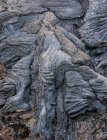 Close-up solidified magma rivers of the volcano Fagradalsfjall in Iceland on a cloudy day — Stock Photo