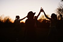 Группа счастливых женщин собирается в парке и трещит бутылками пива, наслаждаясь летними выходными вместе — стоковое фото