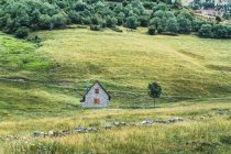 Живописный вид на сельскую местность на склоне между величественными горами в долине Аран в Ллейда Каталония Испания летом — стоковое фото