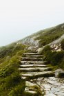 Schritte in einem Hügel an einem nebligen Tag — Stockfoto