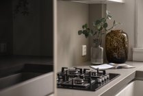Schöner und eleganter Gasherd in der Küche — Stockfoto