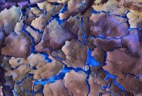 Грубый текстурированный фон осадочных пород синего и желтого цветов с неровной поверхностью — стоковое фото