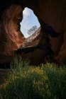 From below of amazing view of cave in rocky Mount Arabi in Murcia — Stock Photo